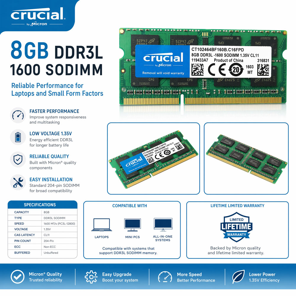 Crucial DDR3 DDR3L Laptop Memo - Khadas Vim4 8Gb ulasan dan harga